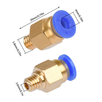 Set de 10 conectori pneumatici PC4-M6, filet de 5.8 mm, filament 1.75 mm, pentru imprimata 3D MK8