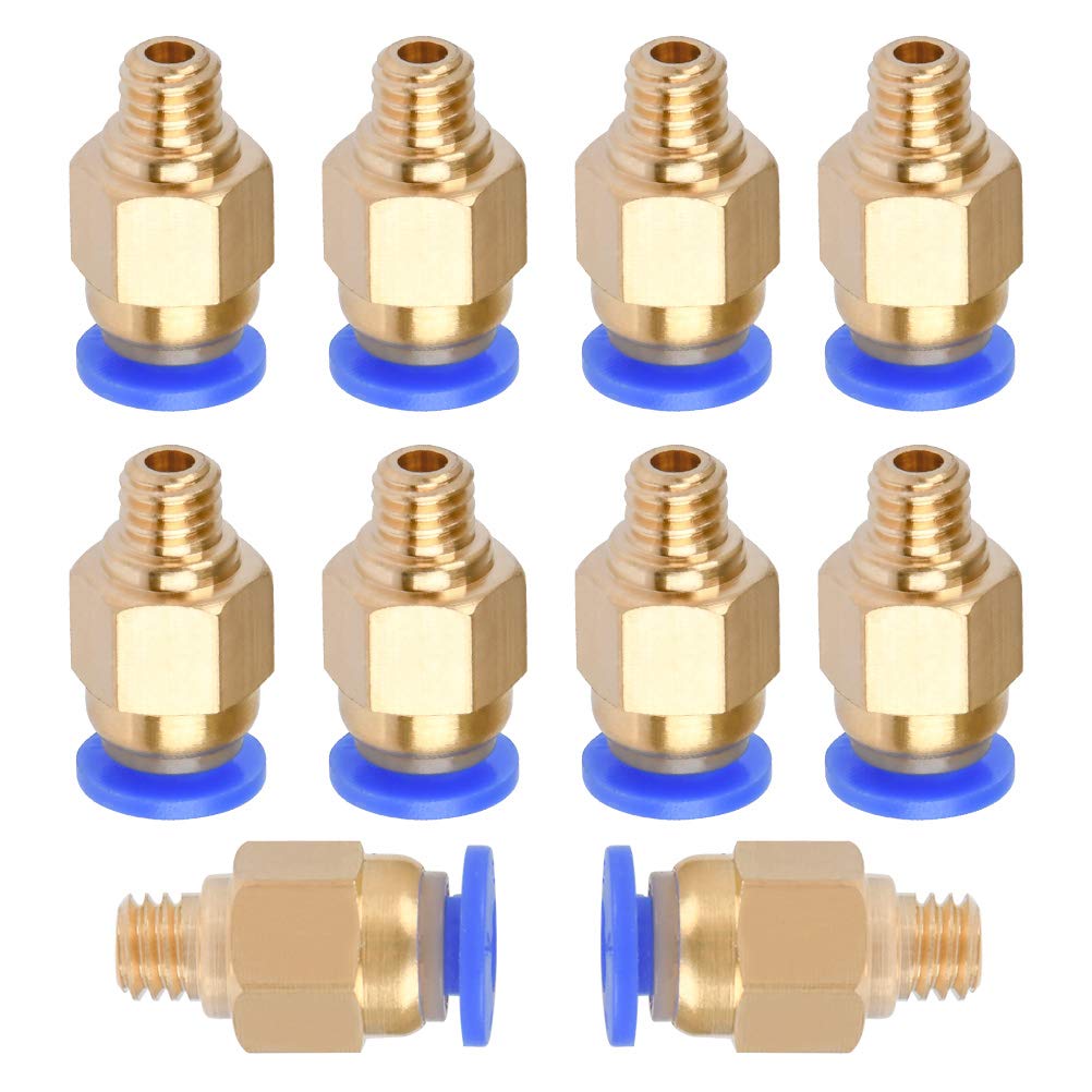 Set de 10 conectori pneumatici PC4-M6, filet de 5.8 mm, filament 1.75 mm, pentru imprimata 3D MK8