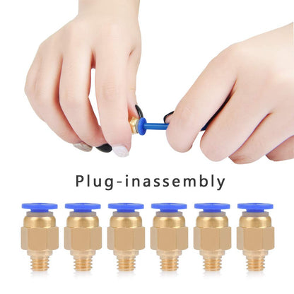 Set de 10 conectori pneumatici PC4-M6, filet de 5.8 mm, filament 1.75 mm, pentru imprimata 3D MK8