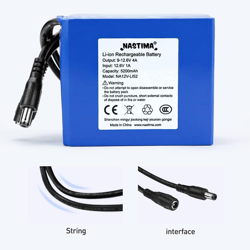 Acumulator 12V, 5200 mAh 4A, cu afisaj incarcare si mufa alimentare, pentru camere wireless, camere video, playere portabile, drone