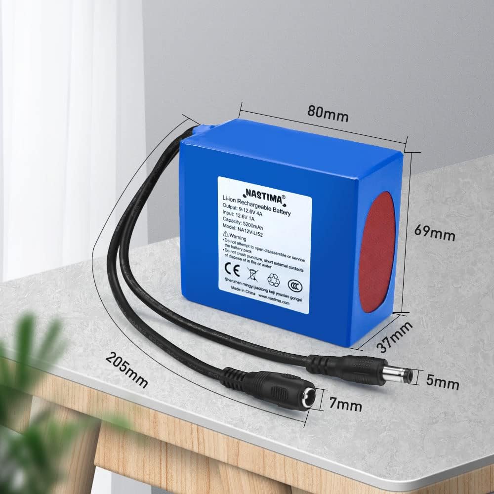 Acumulator 12V, 5200 mAh 4A, cu afisaj incarcare si mufa alimentare, pentru camere wireless, camere video, playere portabile, drone