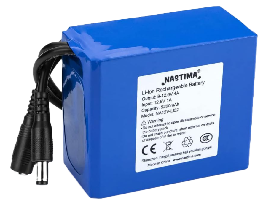 Acumulator 12V, 5200 mAh 4A, cu afisaj incarcare si mufa alimentare, pentru camere wireless, camere video, playere portabile, drone