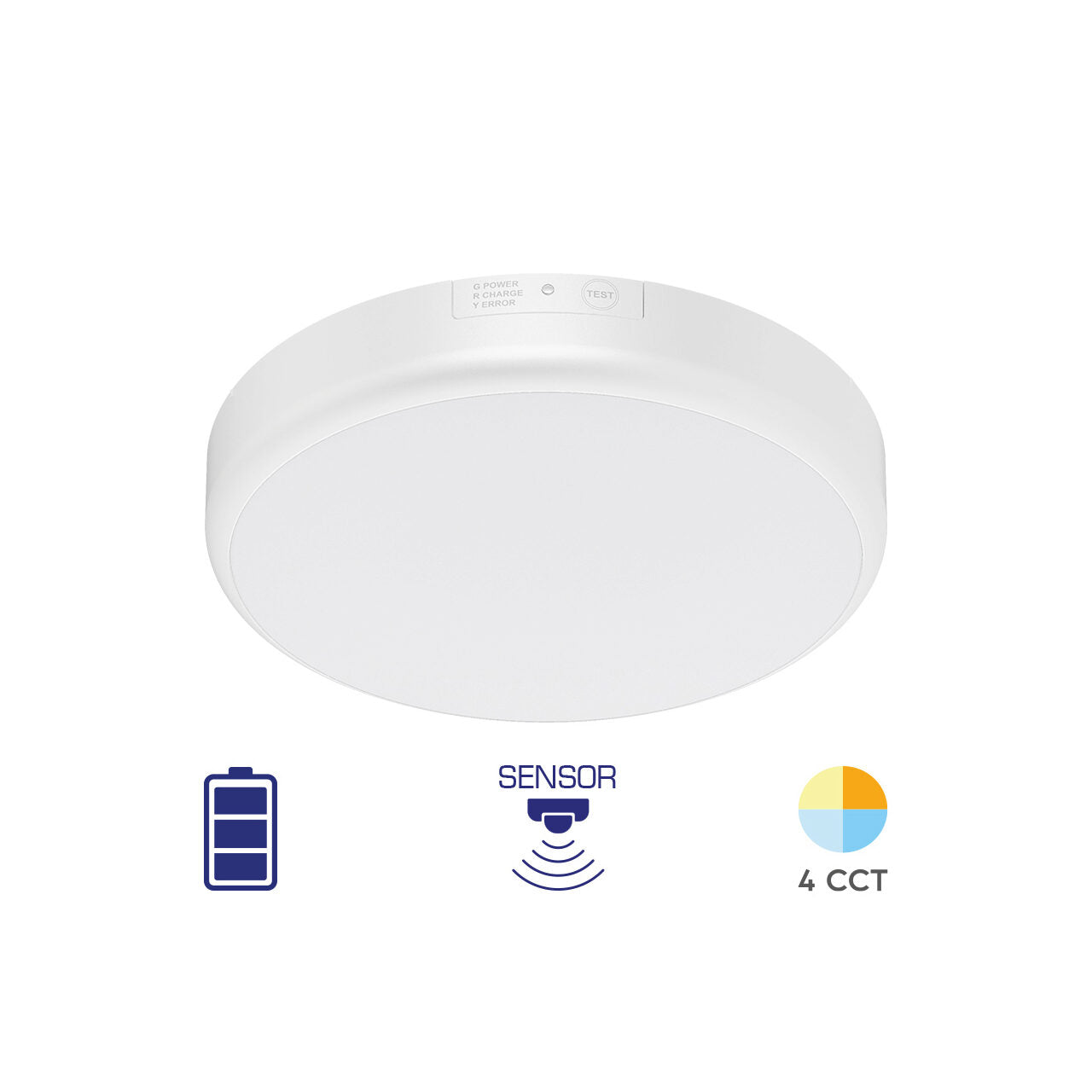 Aplica LED cu senzor 3 in 1 20W, cu kit de emergenta pe baterii, senzor de miscare, 6500K, 2000 lm, impermeabil IP54, diametru 280 mm, pentru interior si exterior, alb