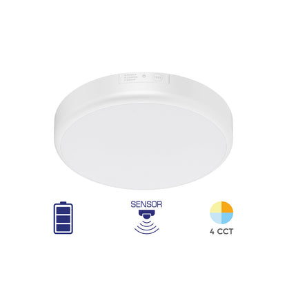 Aplica LED cu senzor 3 in 1 20W, cu kit de emergenta pe baterii, senzor de miscare, 6500K, 2000 lm, impermeabil IP54, diametru 280 mm, pentru interior si exterior, alb