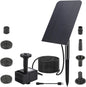 Set fantana arteziana solara, cu panou solar 2.5W, 170 l/h, reincarcabila prin USB, cu 7 duze diferite, pentru baie de pasari, iaz, gradina