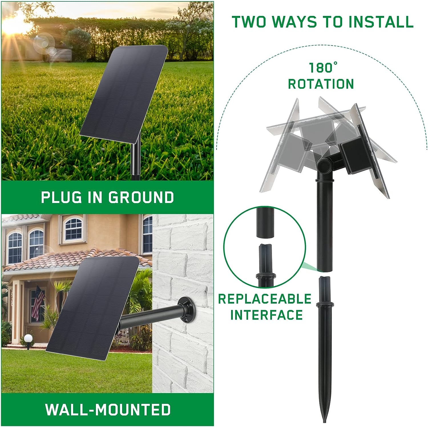 Set fantana arteziana solara, cu panou solar 2.5W, 170 l/h, reincarcabila prin USB, cu 7 duze diferite, pentru baie de pasari, iaz, gradina