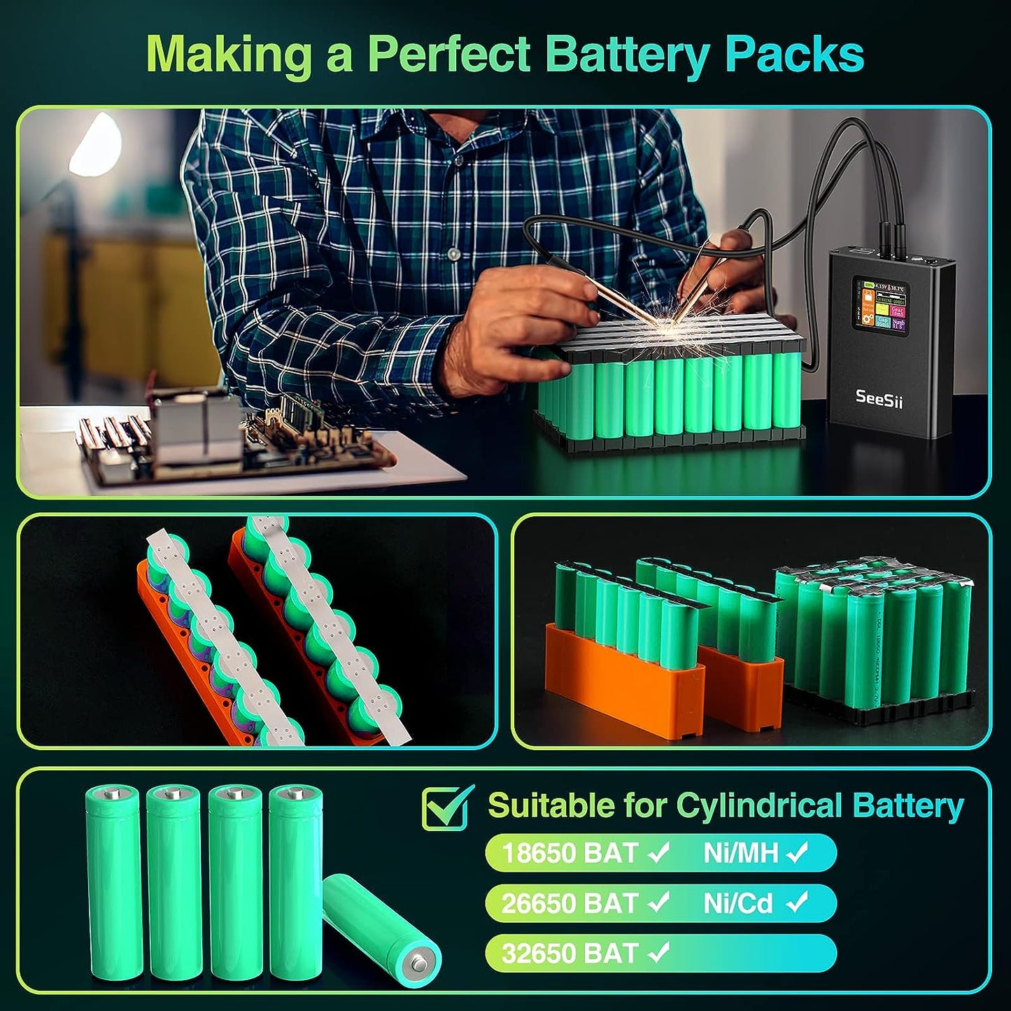 Aparat de sudura in puncte portabil, cu acumulator 5000 mAh, 30 de niveluri, ecran color 1,8 inch, 0,1 mm-0,15 mm, cu banda de nichel, pentru lipit acumulatori