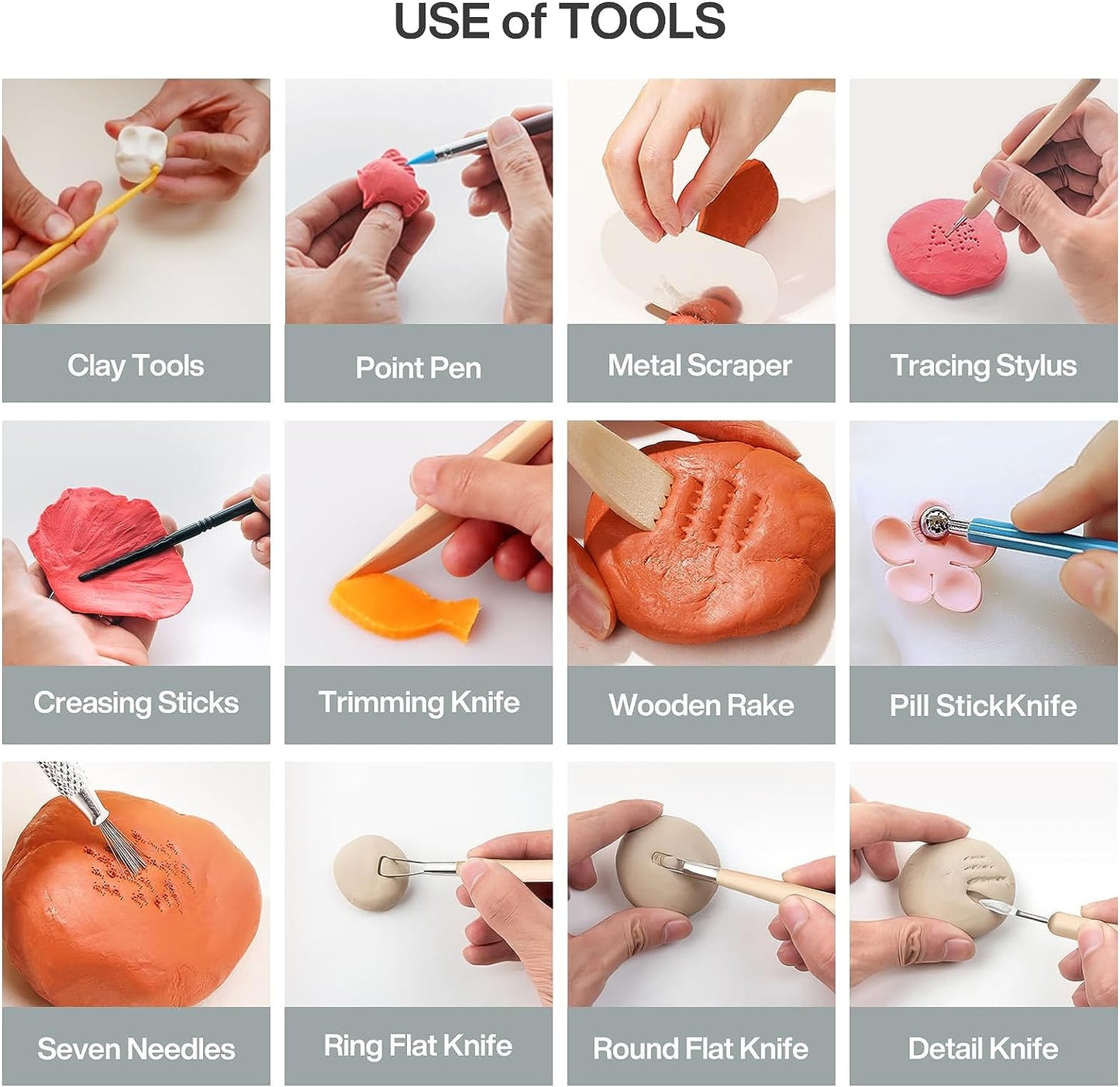 Set 55 unelte de modelaj, cutite sculptura in argila, instrumente artizanat pentru lut, plastilina, ceramica, pentru hobby si profesionisti