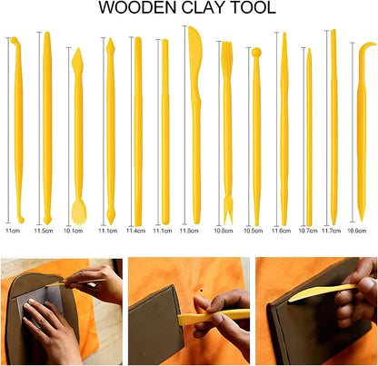 Set 55 unelte de modelaj, cutite sculptura in argila, instrumente artizanat pentru lut, plastilina, ceramica, pentru hobby si profesionisti