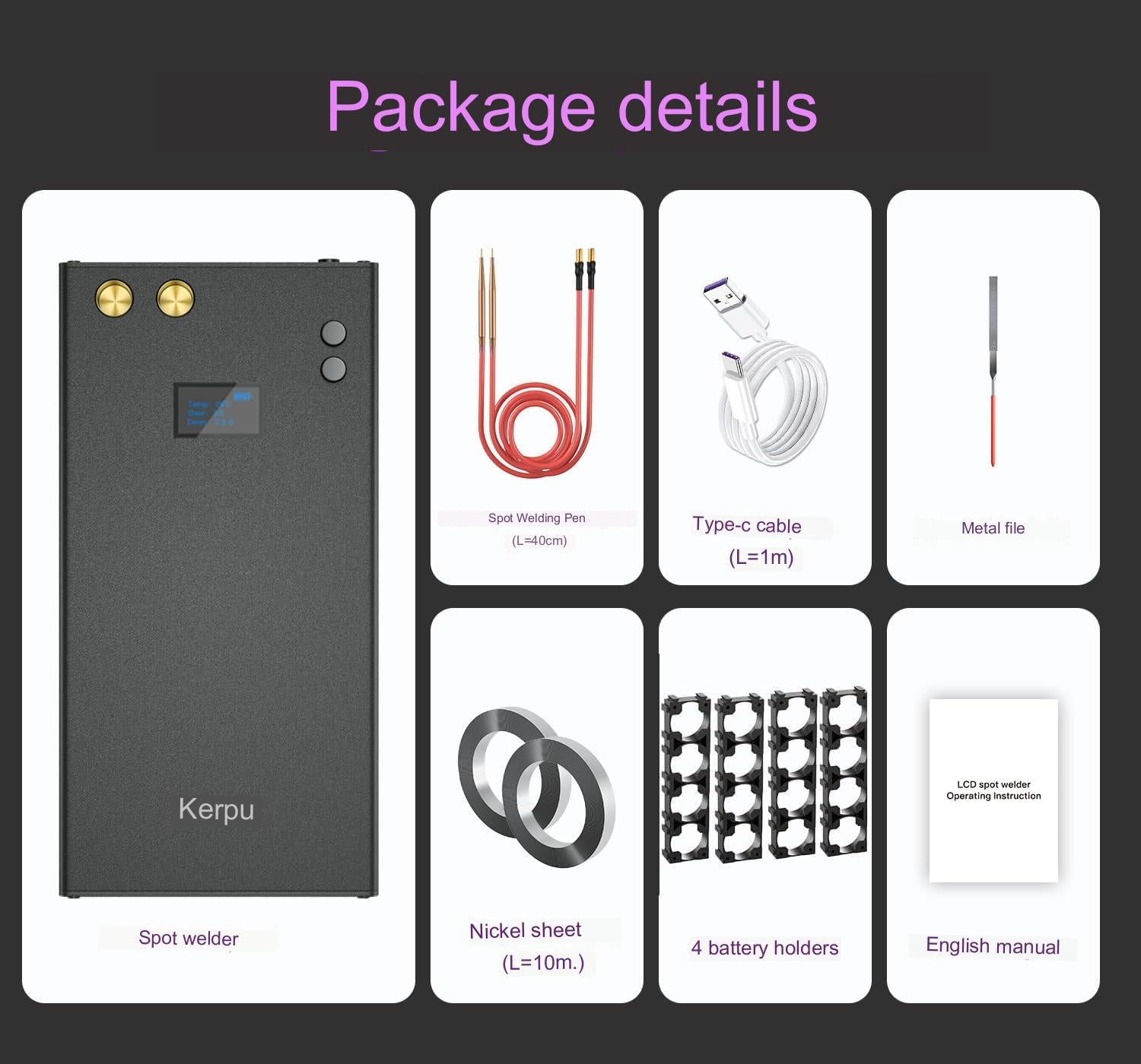 Aparat de sudura in puncte portabil, cu acumulator 11000 mAh, ecran LCD, 70 viteze reglabile, banda de nichel de 10 m, functie powerbank, pentru lipit acumulatori