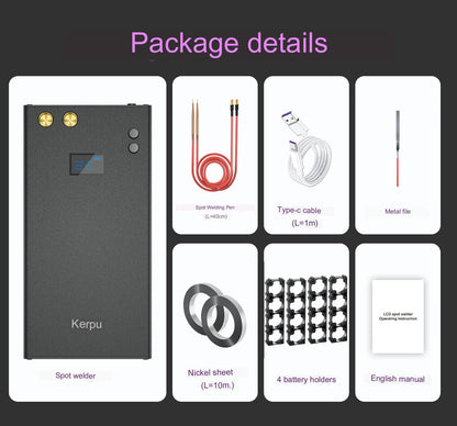 Aparat de sudura in puncte portabil, cu acumulator 11000 mAh, ecran LCD, 70 viteze reglabile, banda de nichel de 10 m, functie powerbank, pentru lipit acumulatori