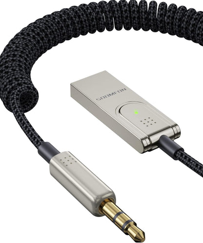 Adaptor Bluetooth 5.1, receiver audio cu alimentare prin USB, cu mufa Jack, microfon incorporat, car kit Soomfon