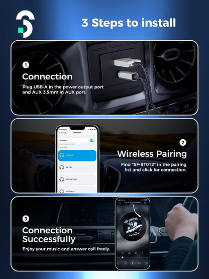 Adaptor Bluetooth 5.1, receiver audio cu alimentare prin USB, cu mufa Jack, microfon incorporat, car kit Soomfon