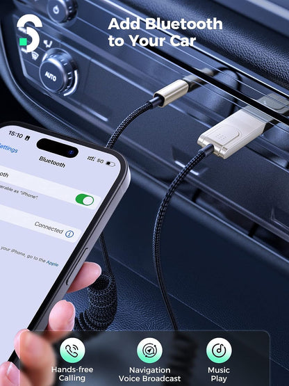 Adaptor Bluetooth 5.1, receiver audio cu alimentare prin USB, cu mufa Jack, microfon incorporat, car kit Soomfon