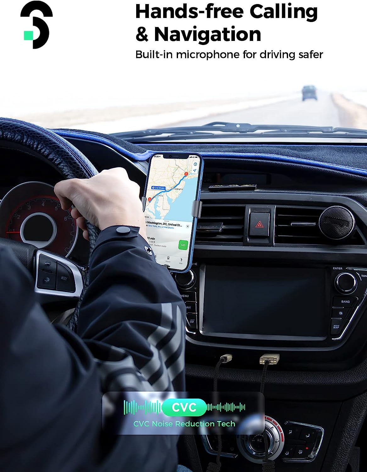 Adaptor Bluetooth 5.1, receiver audio cu alimentare prin USB, cu mufa Jack, microfon incorporat, car kit Soomfon