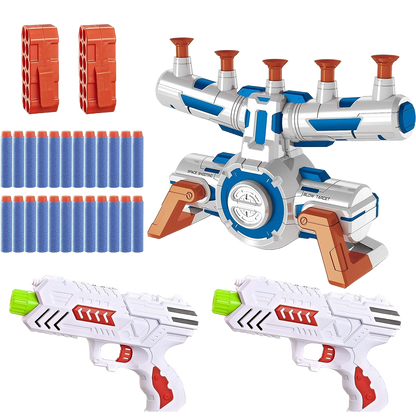 Set blaster cu tinta plutitoare, 2 arme de jucarie, 24 sageti din spuma, 10 bile, 2 rezerve sageti cu clema, compatibil Nerf, Joyin