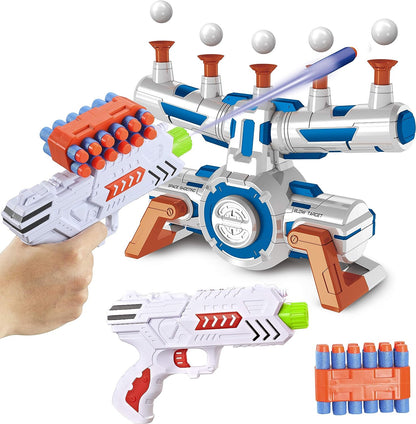 Set blaster cu tinta plutitoare, 2 arme de jucarie, 24 sageti din spuma, 10 bile, 2 rezerve sageti cu clema, compatibil Nerf, Joyin