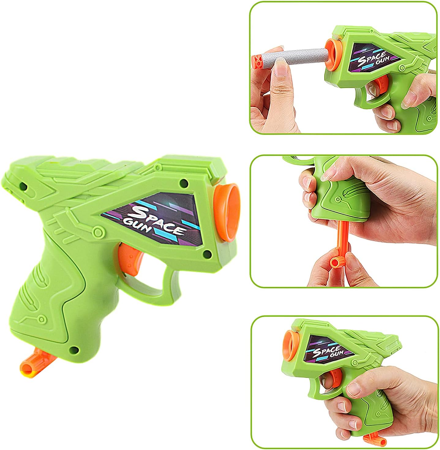 Set Blaster, cu tinta plutitoare si tinta fixa fosforescenta, 2 pistoale de jucarie, 2 bratari, 10 bile si 20 de sageti din spuma, compatibil Nerf, +8 ani