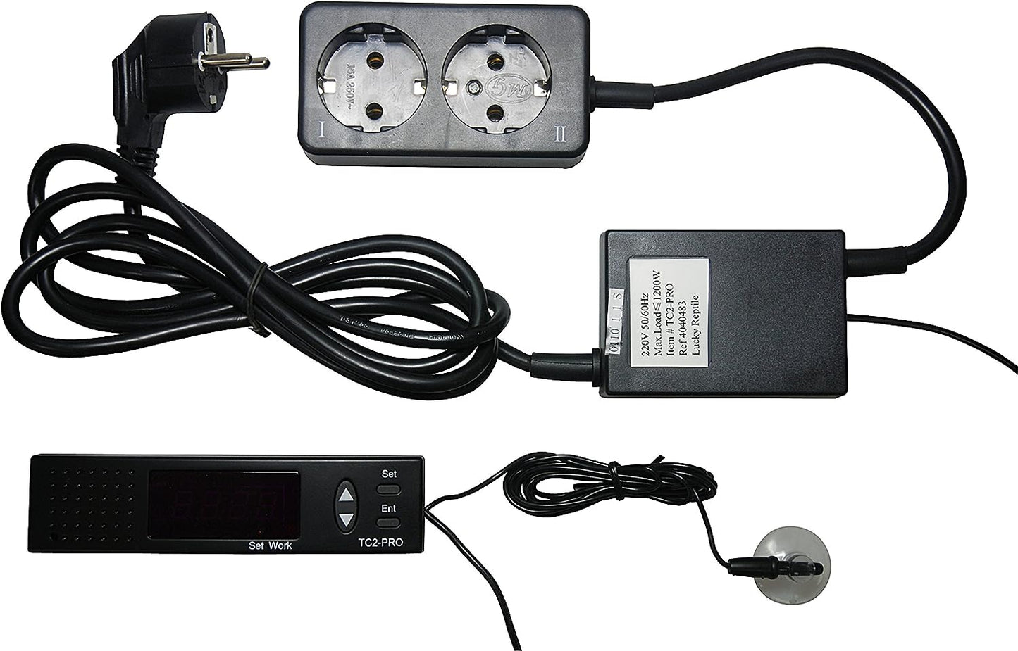 Termostat digital TC2-PRO cu setare zi / noapte pentru terariu, 0°C la +50°C, maximum 1000 W, cu afisaj si functie de alarma