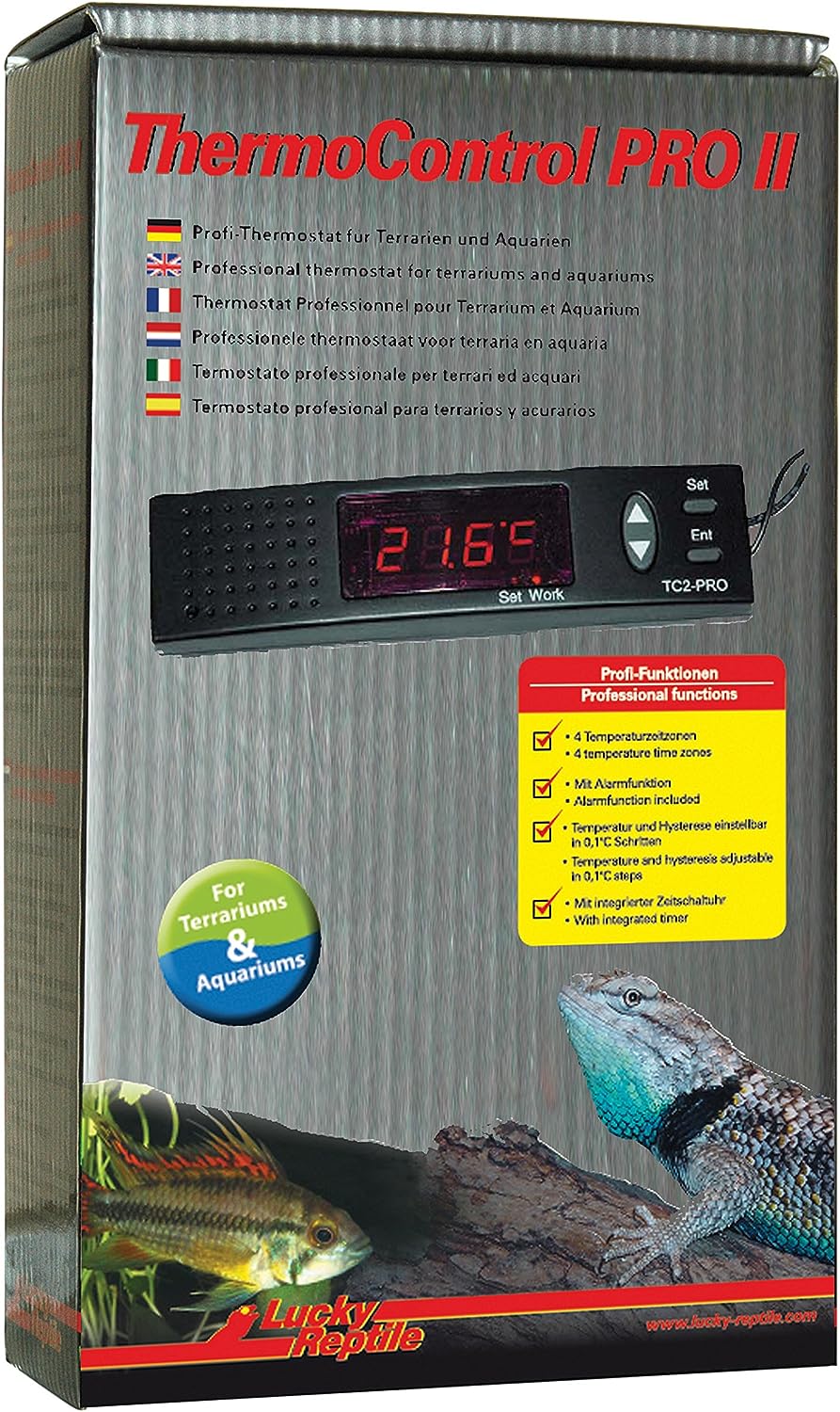 Termostat digital TC2-PRO cu setare zi / noapte pentru terariu, 0°C la +50°C, maximum 1000 W, cu afisaj si functie de alarma