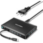 Statie de Incarcare multi-dispozitiv Rocoren 8 in 1 GaN 100W PD, cablu USB-C retractabil integrat 80 cm, incarcare rapida PD 3.0 / QC 4.0 / PPS, compatibil iPhone 17/16/15, MacBook, Samsung Galaxy, Pixel, laptopuri si tablete