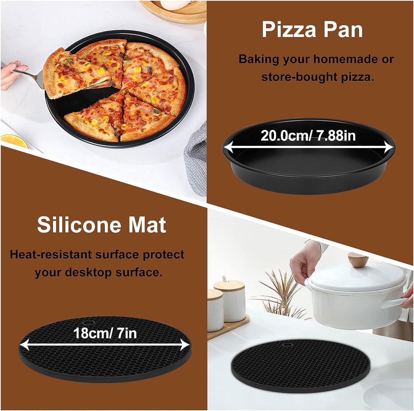 Set 15 accesorii pentru friteuza cu aer cald, compatibil cu modelele Airfryer de 5.5 litri, cu forme de prajituri, tava pentru pizza, spatula, clesti si protectie din silicon, universal