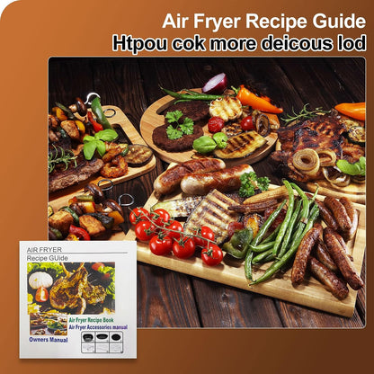 Set 15 accesorii pentru friteuza cu aer cald, compatibil cu modelele Airfryer de 5.5 litri, cu forme de prajituri, tava pentru pizza, spatula, clesti si protectie din silicon, universal