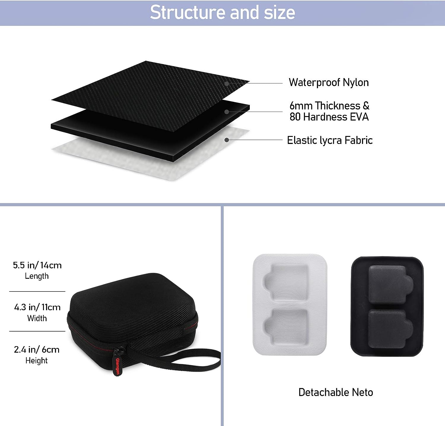 Husa rigida pentru Rode Wireless Go, rezistenta la socuri, impermeabila, pentru lavaliera si accesorii, cu protectie detasabila
