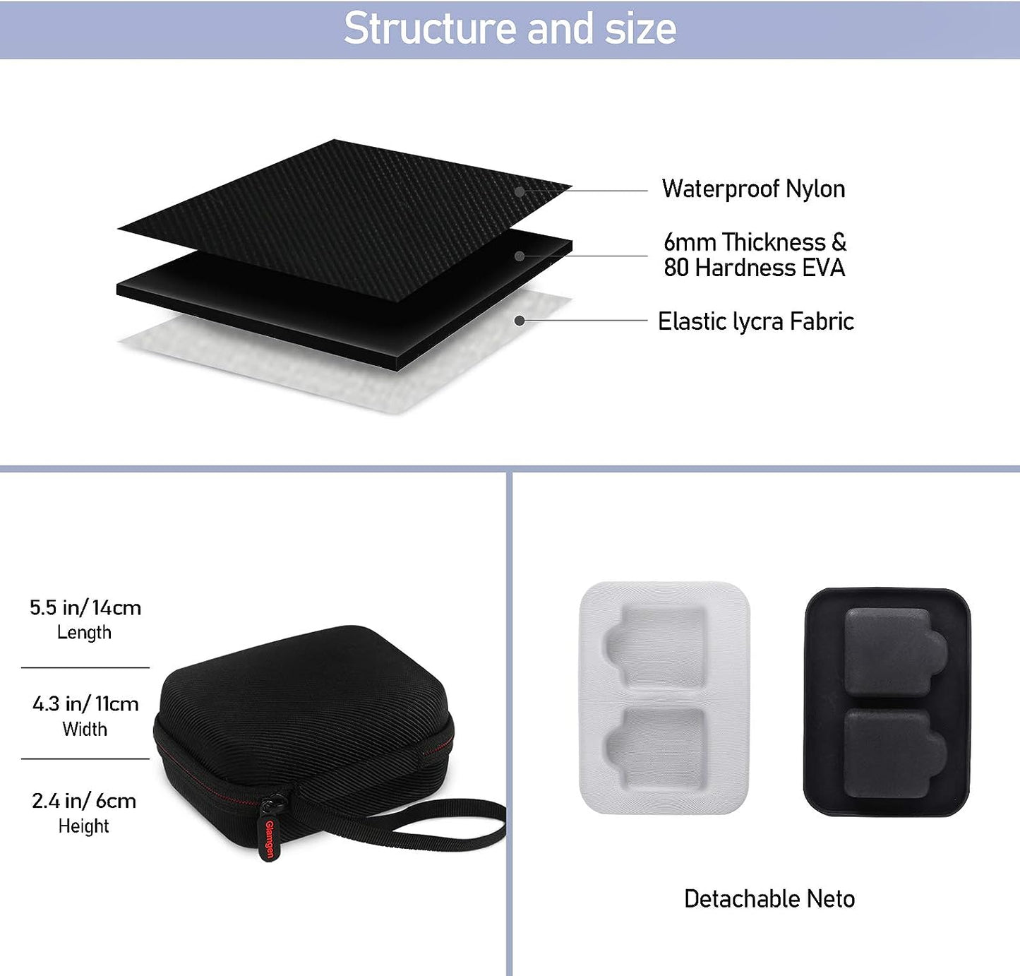 Husa rigida pentru Rode Wireless Go, rezistenta la socuri, impermeabila, pentru lavaliera si accesorii, cu protectie detasabila