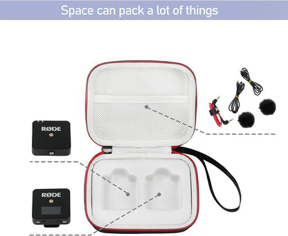 Husa rigida pentru Rode Wireless Go, rezistenta la socuri, impermeabila, pentru lavaliera si accesorii, cu protectie detasabila