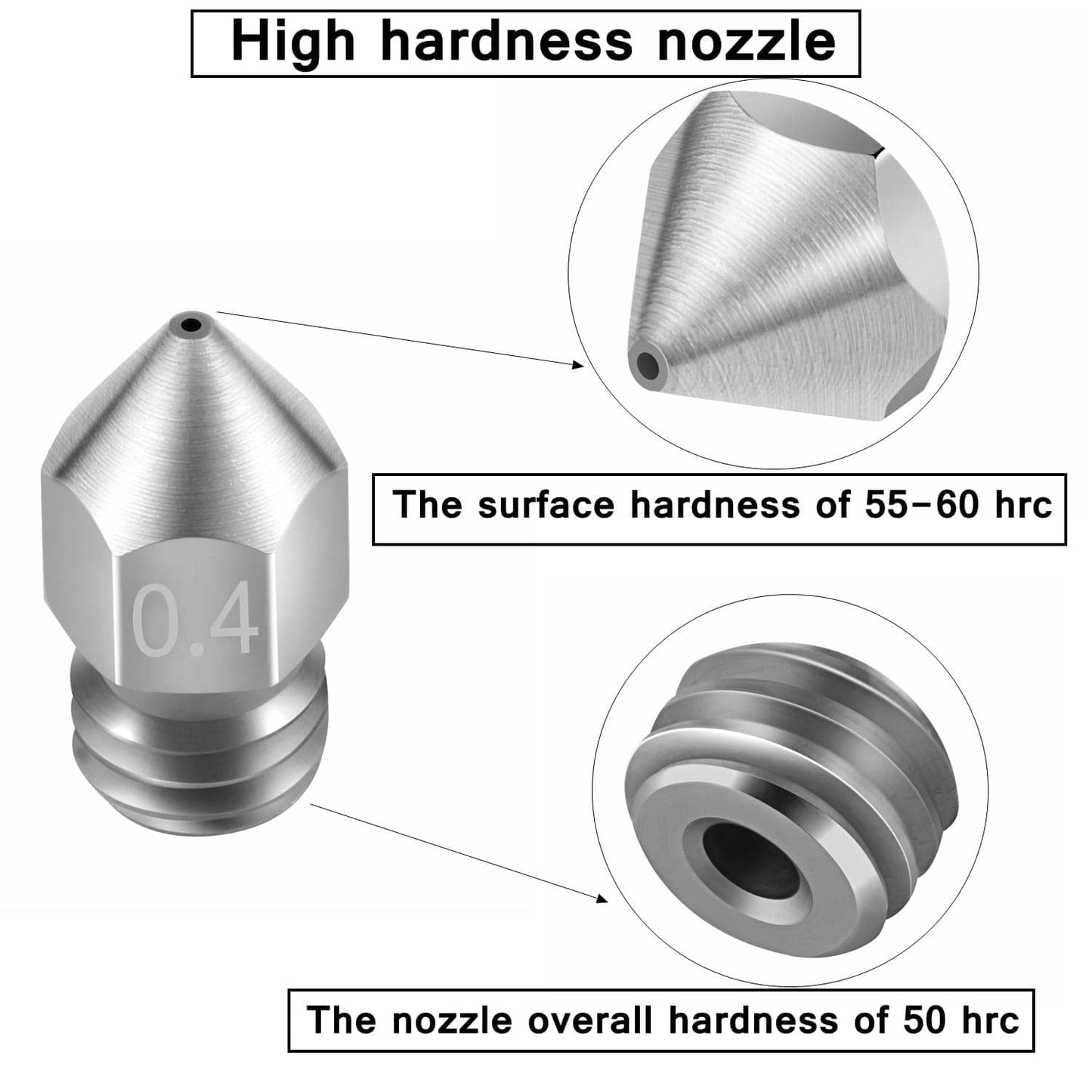 Set duze imprimanta 3D, 30 de piese, de 0.2mm 0.4mm 0.6mm, filet M6, filament 1.75mm, din alama si otel inoxidabil, cu tije de curatare, pentru Creality Ender 3 V2 /Ender 3 /Ender 3 Pro/Ender 3 Max/Ender 5 Pro, Ender 3 S1/Ender Neo/CR