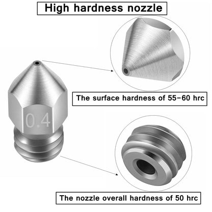 Set duze imprimanta 3D, 30 de piese, de 0.2mm 0.4mm 0.6mm, filet M6, filament 1.75mm, din alama si otel inoxidabil, cu tije de curatare, pentru Creality Ender 3 V2 /Ender 3 /Ender 3 Pro/Ender 3 Max/Ender 5 Pro, Ender 3 S1/Ender Neo/CR