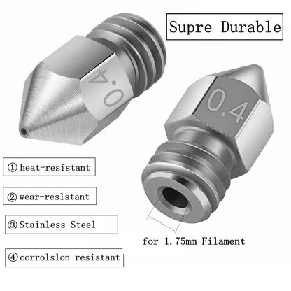 Set duze imprimanta 3D, 30 de piese, de 0.2mm 0.4mm 0.6mm, filet M6, filament 1.75mm, din alama si otel inoxidabil, cu tije de curatare, pentru Creality Ender 3 V2 /Ender 3 /Ender 3 Pro/Ender 3 Max/Ender 5 Pro, Ender 3 S1/Ender Neo/CR