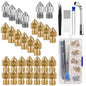 Set duze imprimanta 3D, 30 de piese, de 0.2mm 0.4mm 0.6mm, filet M6, filament 1.75mm, din alama si otel inoxidabil, cu tije de curatare, pentru Creality Ender 3 V2 /Ender 3 /Ender 3 Pro/Ender 3 Max/Ender 5 Pro, Ender 3 S1/Ender Neo/CR