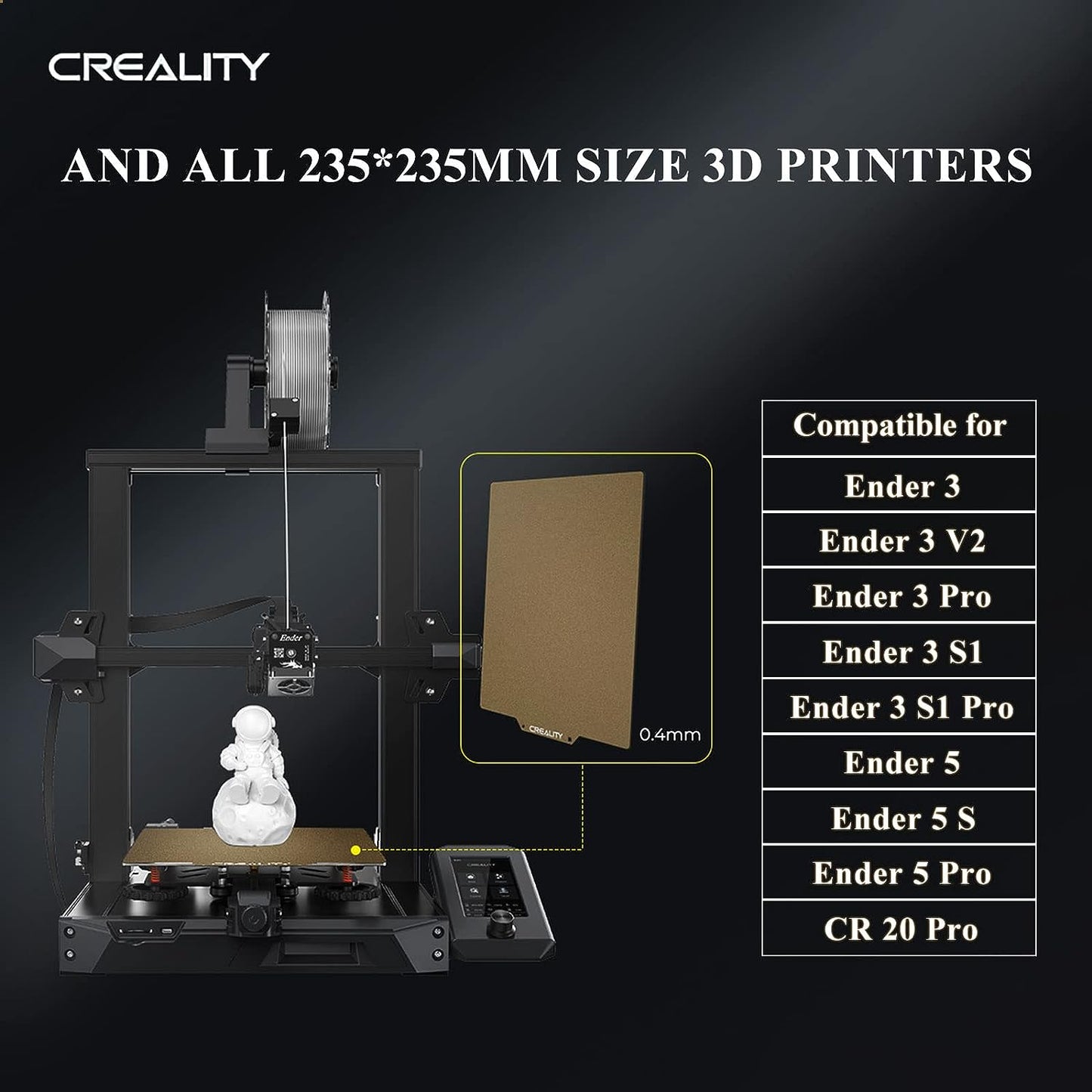 Suprafata de printare PEI magnetica cu 2 fete, 235 x 235 mm, flexibila, pentru Creality Ender 3 / Ender 3 Pro / Ender 3 V2 / Ender 3 S1 / Ender 3 Neo / Voxelab Aquila 3D Printer