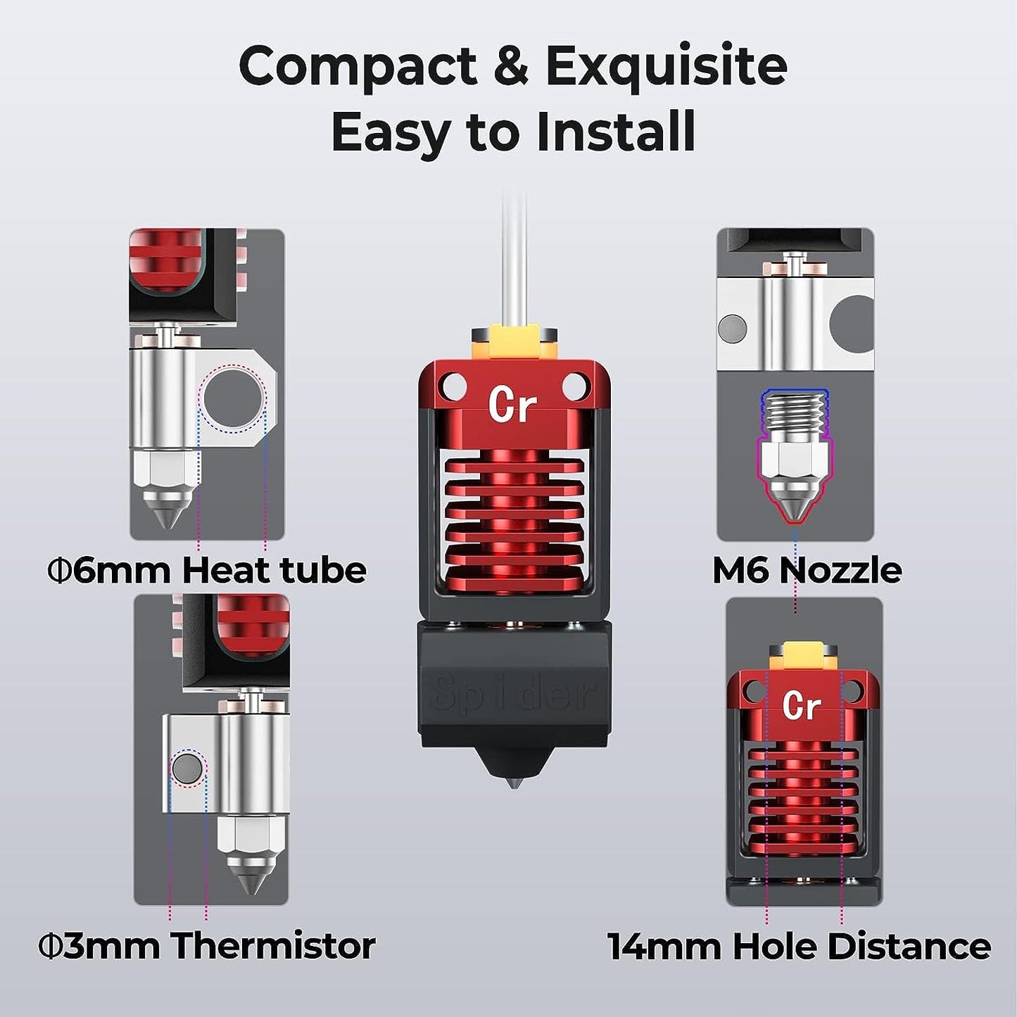 Kit cap de imprimare pentru imprimanta 3D, hotend Creality din metal, pentru Ender 3, Ender 3 Pro, Ender 3 V2, Ender 3 Max, Ender 3 S1, Ender 5, Ender 5 Pro, CR-10, CR-10S