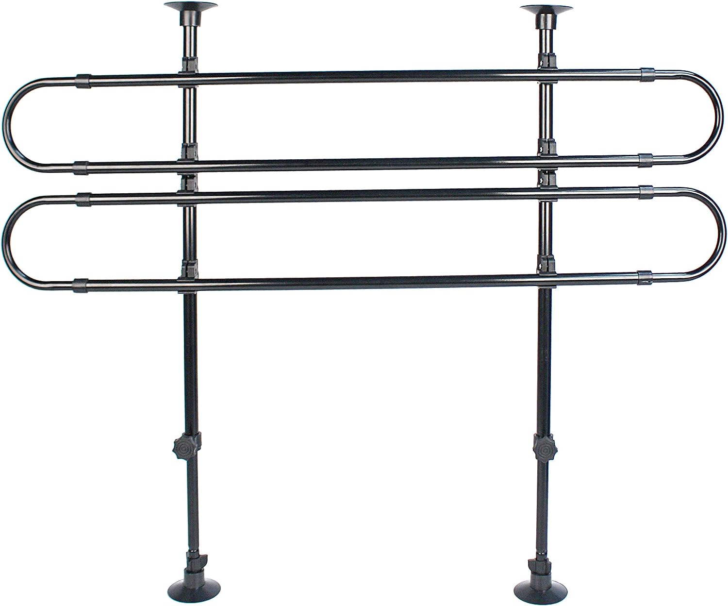 Separator auto pentru caini, universal, latime reglabila de la 86 cm la 150 cm, inaltime reglabila de la 63 cm la 110 cm, usor de instalat, neagra, din metal