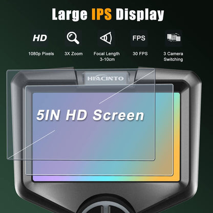 Endoscop industral, camera de inspectie cu 3 lentile, tub detasabil de 15 m si impermeabil IP68, 1080P HD, 10 lumini LED, cu accesorii si card de memorie de 32 GB, boroscop ES515