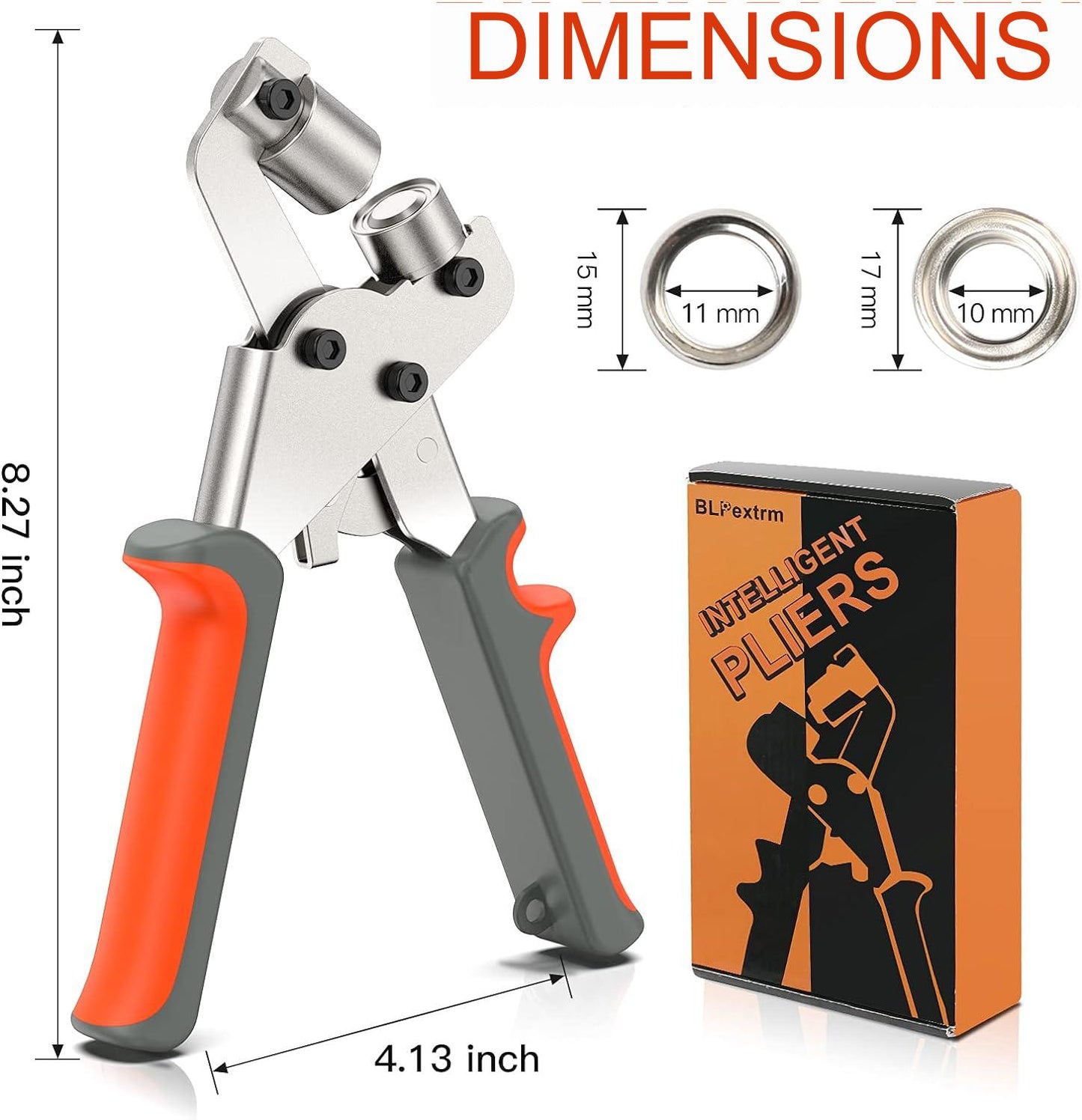 Set cleste pentru ochi, 16 cm, cu 500 ocheti de 10 mm diametru interior, pentru perforare si inserare, cu maner ergonomic, usor de utilizat