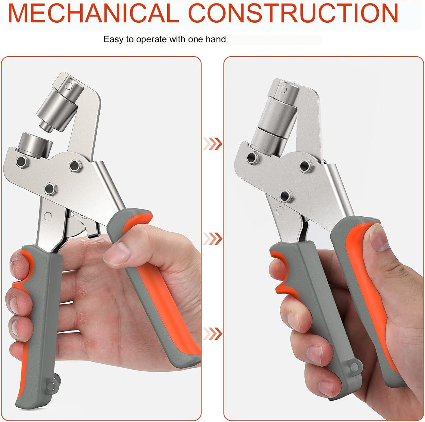 Set cleste pentru ochi, 16 cm, cu 500 ocheti de 10 mm diametru interior, pentru perforare si inserare, cu maner ergonomic, usor de utilizat