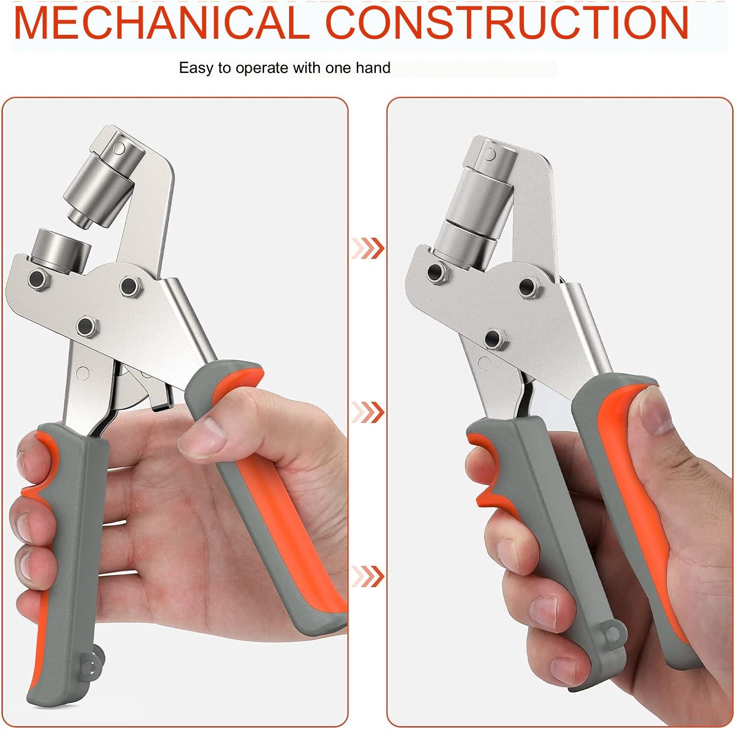 Set cleste pentru ochi, 16 cm, cu 500 ocheti de 10 mm diametru interior, pentru perforare si inserare, cu maner ergonomic, usor de utilizat
