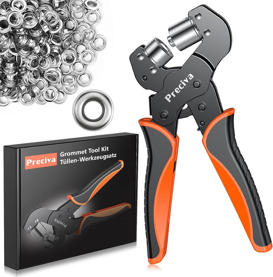 Set cleste pentru ochi profesional, de 10 mm, cap magnetic, cu 500 de ochiuri, sistem cu clichet, pentru bannere din PVC, prelate, carton, Preciva