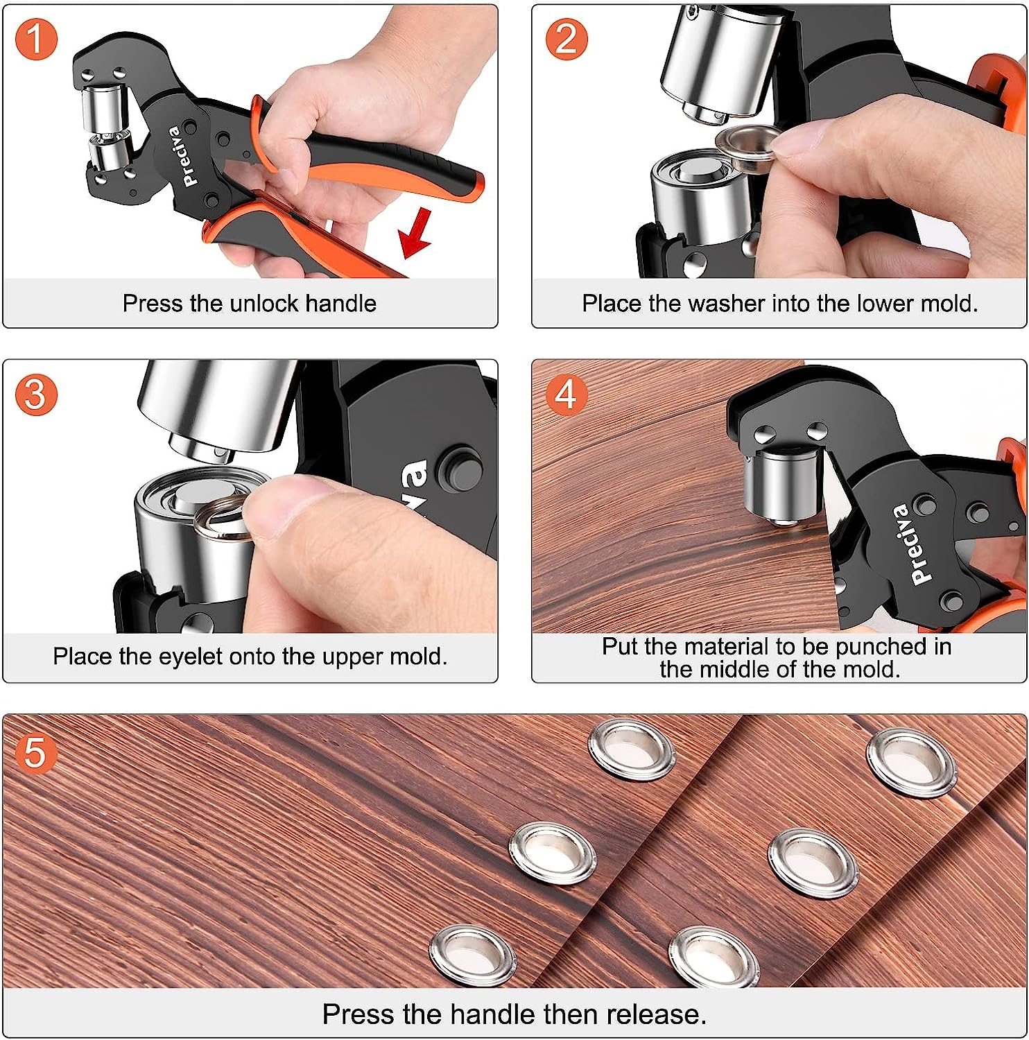 Set cleste pentru ochi profesional, de 10 mm, cap magnetic, cu 500 de ochiuri, sistem cu clichet, pentru bannere din PVC, prelate, carton, Preciva