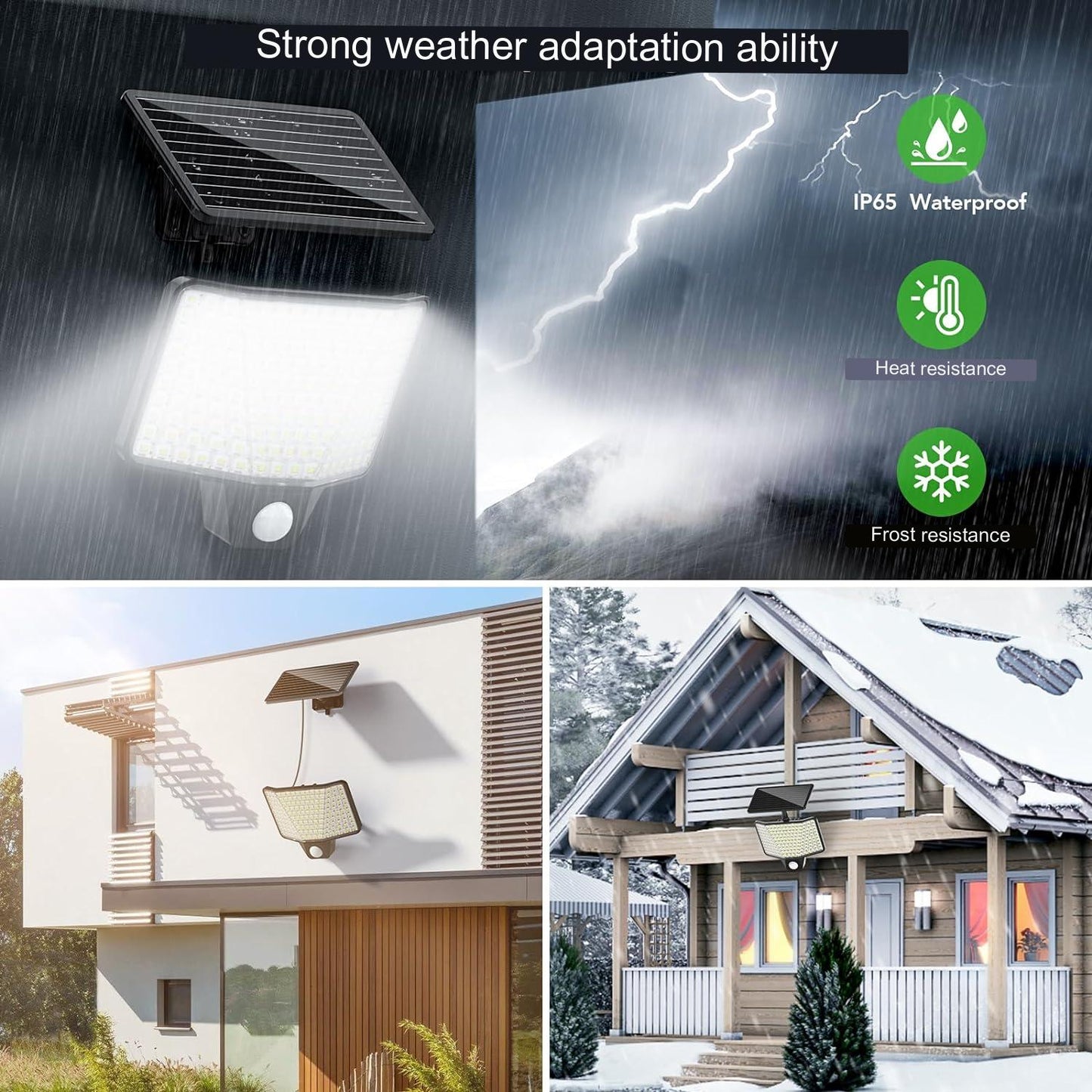 Lampa solara LED cu panou solar, unghi larg de 180º, senzor de miscare PIR, lumina 7500 lm, telecomanda, acumulator incorporat de 1800 mAh, impermeabila IP65, cu fir de 5 m, Benma