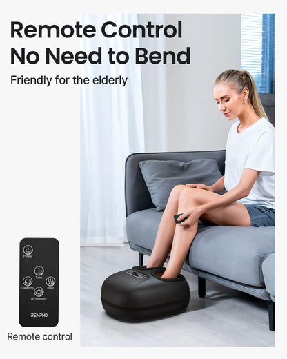 Aparat de masaj Shiatsu pentru picioare cu functie caldura, compresie aer, role, temporizator, telecomanda si panou control cu touch, pentru relaxare musculara si ameliorare dureri
