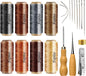 Set de cusut piele Fepito 21 articole, cu ata cerata, ace de pielarie, metru, sula, pentru mestesuguri din piele, multicolor