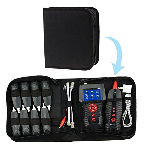 Tester cablu de retea pentru RJ45, RJ11, BNC, UTP, Coaxial, cu functie testare continuitate, lungime, POE, PING, cu 8 telecomenzi, functie memorie cu slot card TF, incarcare USB, Noyafa NF-8601W-A