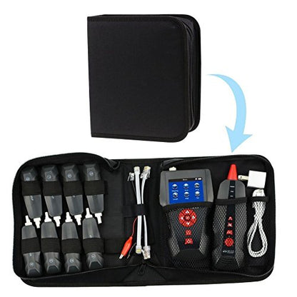 Tester cablu de retea pentru RJ45, RJ11, BNC, UTP, Coaxial, cu functie testare continuitate, lungime, POE, PING, cu 8 telecomenzi, functie memorie cu slot card TF, incarcare USB, Noyafa NF-8601W-A