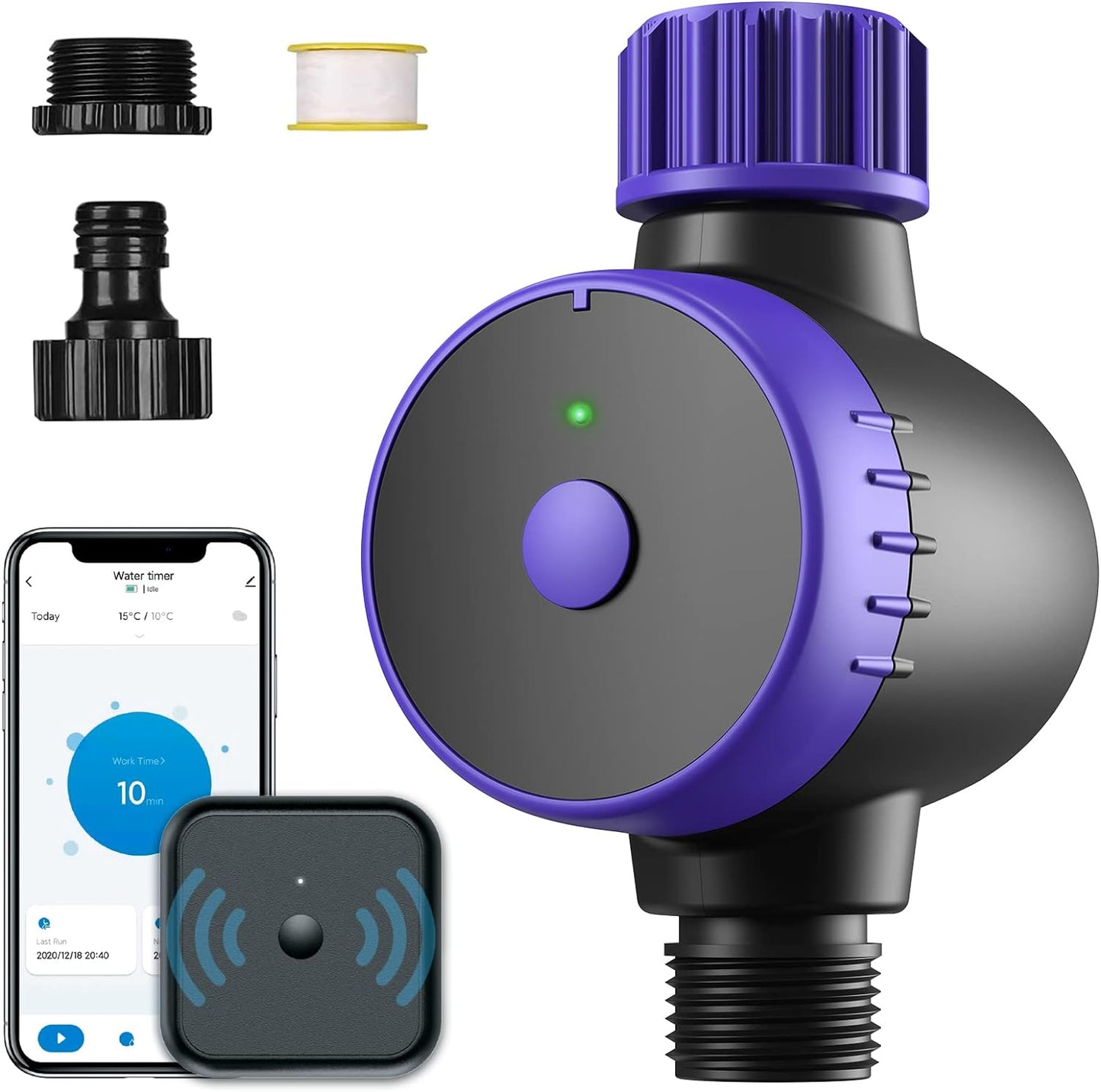 Programator irigare/udare WiFi 2,4 GHz, control prin aplicatie automat sau manual, temporizator smart impermeabil, rezistent UV, pentru gazon, gradina, exterior