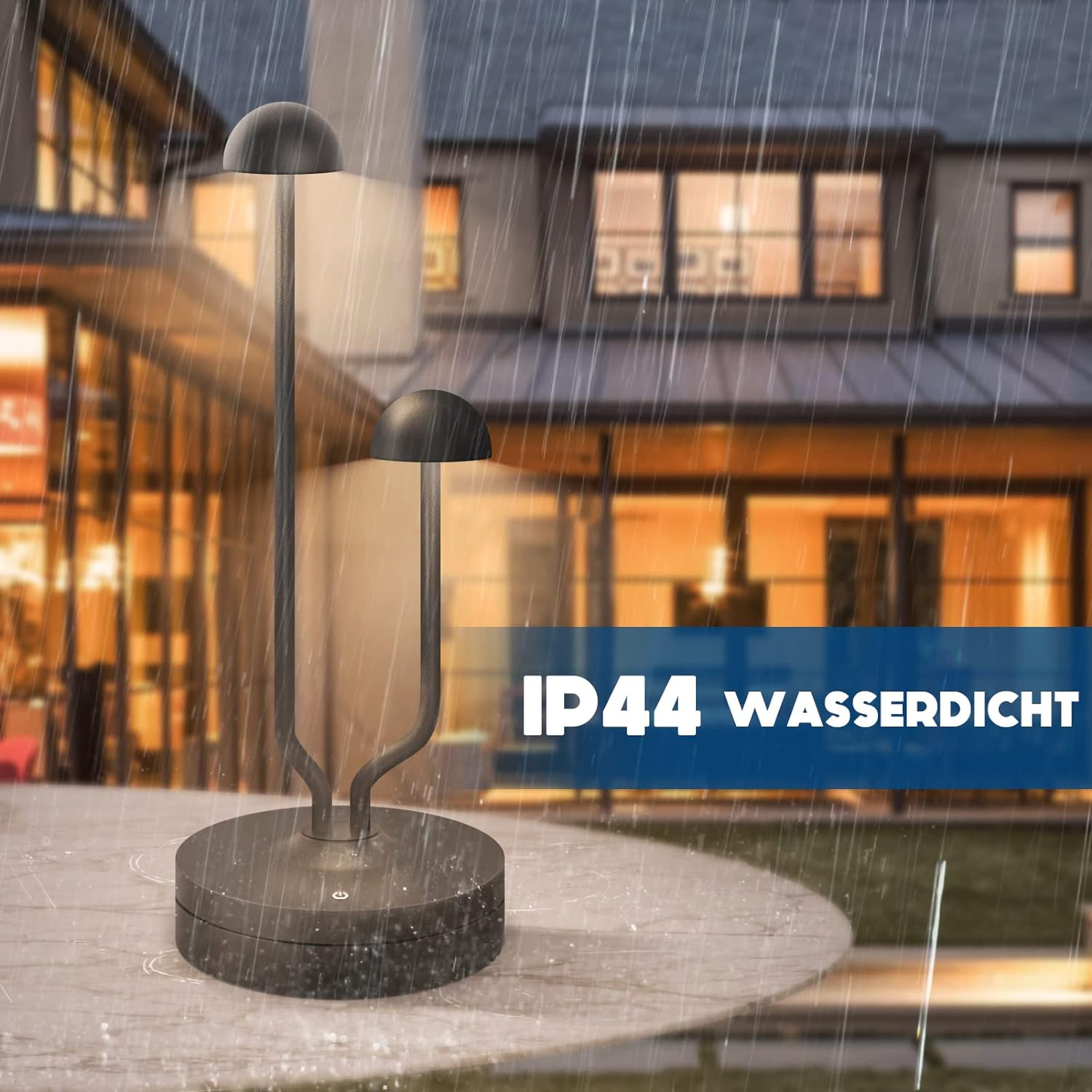 Lampa de masa LED wireless, cu acumulator 4000 mAh incorporat, impermeabila IP44, dimabila, buton cu touch, pentru interior si exterior, hotel, restaurant, terasa, gradina, casa